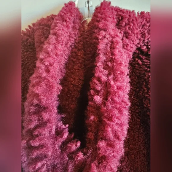 NWT Art Class Collar Faux Fur Teddy Jacket burgundy/wine Girls Size XXL